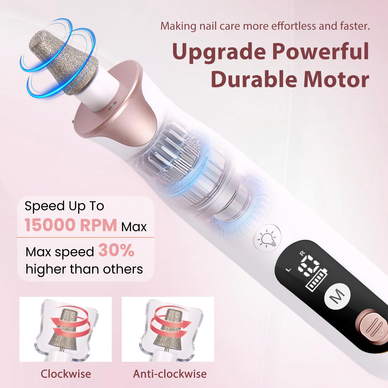 ZABOUL LED-lit ergonomic handle improves visibility during filing tasks.