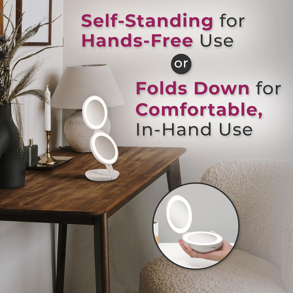 Zadro three AAA batteries power the travel mirror for cordless use