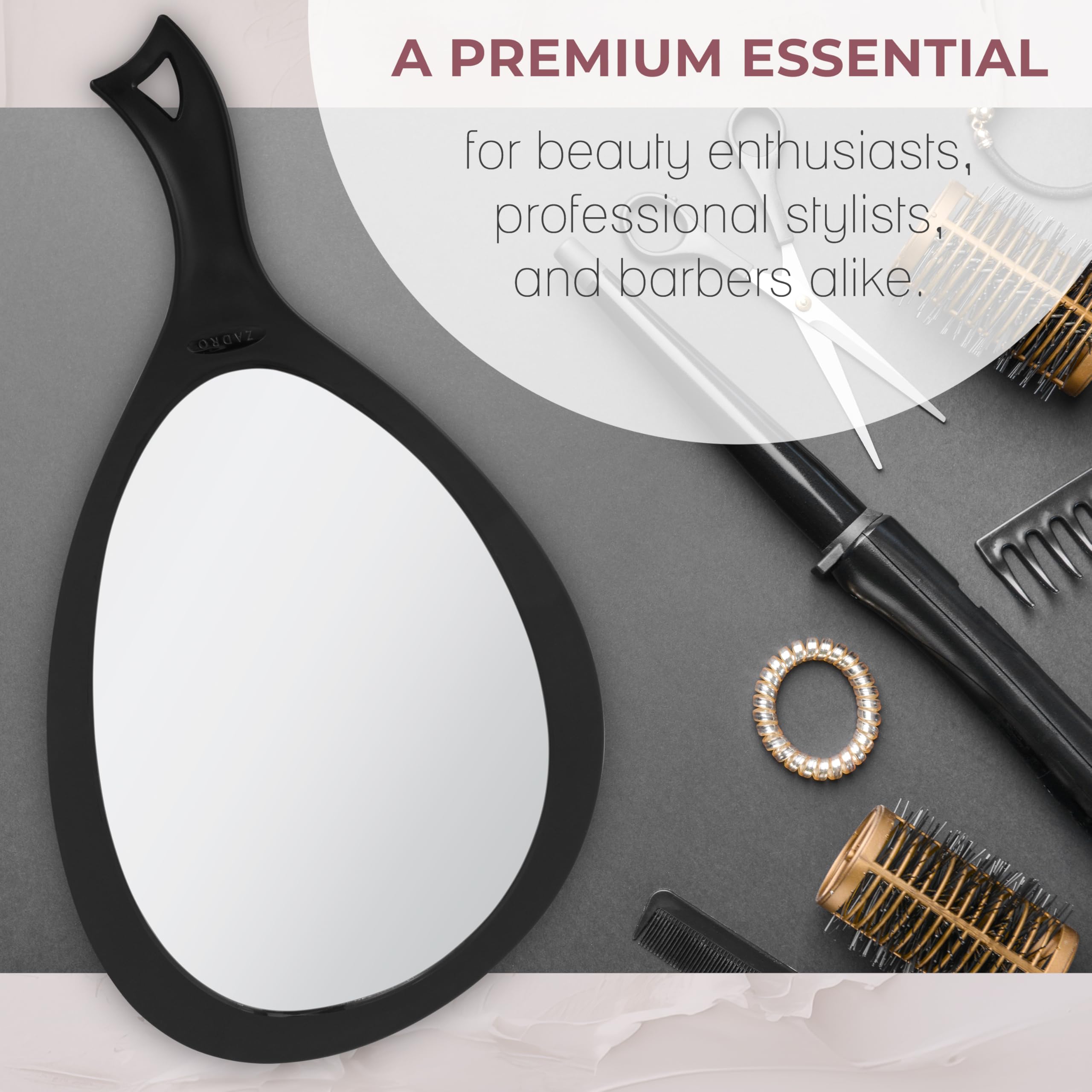 Zadro black hand mirror shown as a single-pack product