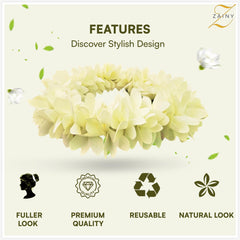 ZAINY gajra mogra blanca: detalle trenza suave para look festivo.