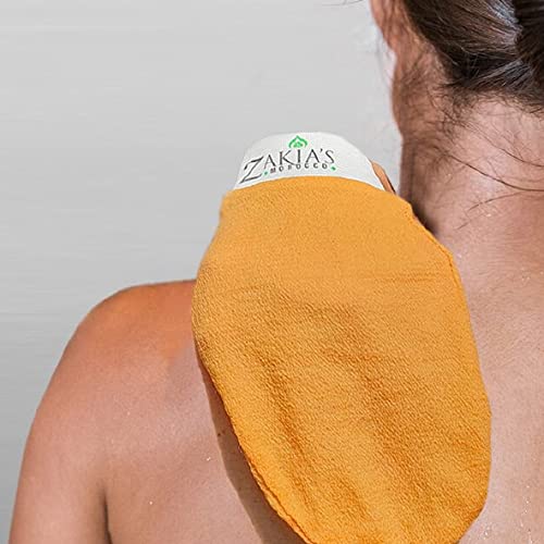 Zakia's Morocco Kessa Glove beige fabric closeup shows natural rayon texture for gentle exfoliation
