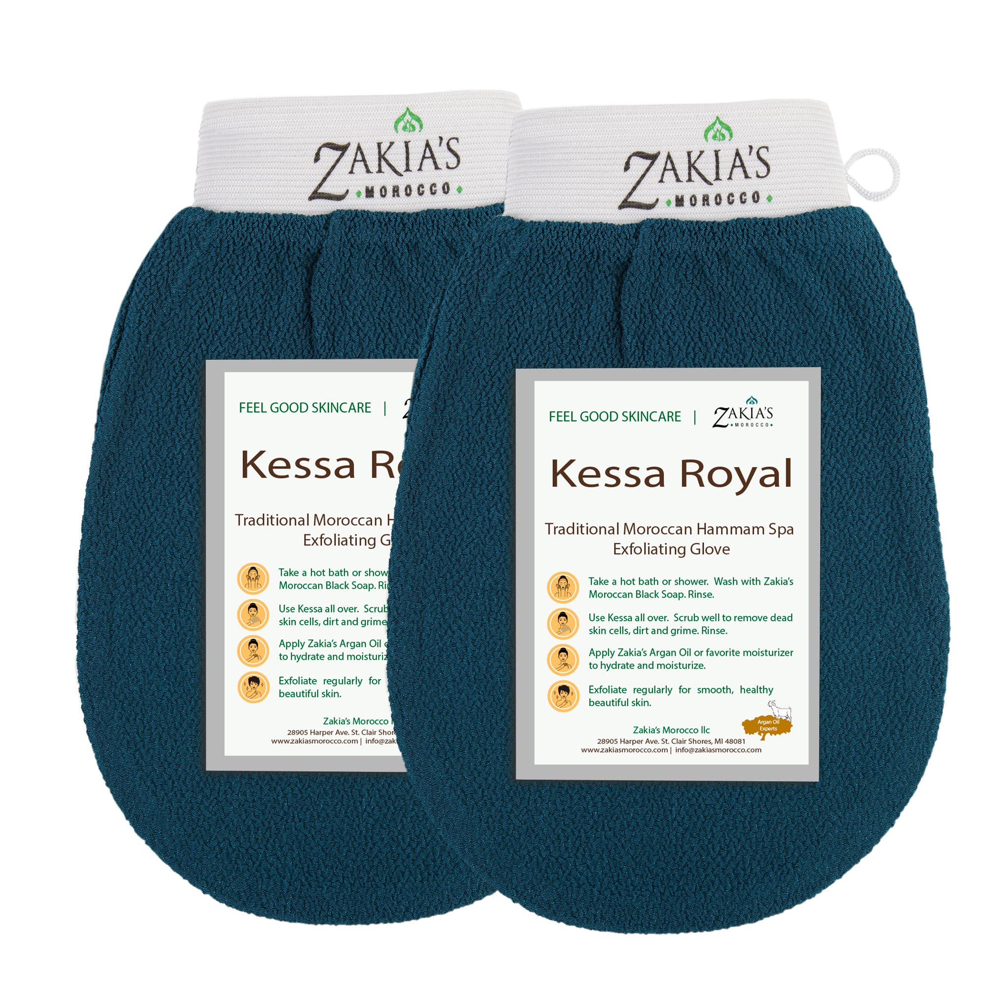 Zakia's Morocco Rough Kessa glove pack close-up showing exfoliating texture for smoother skin