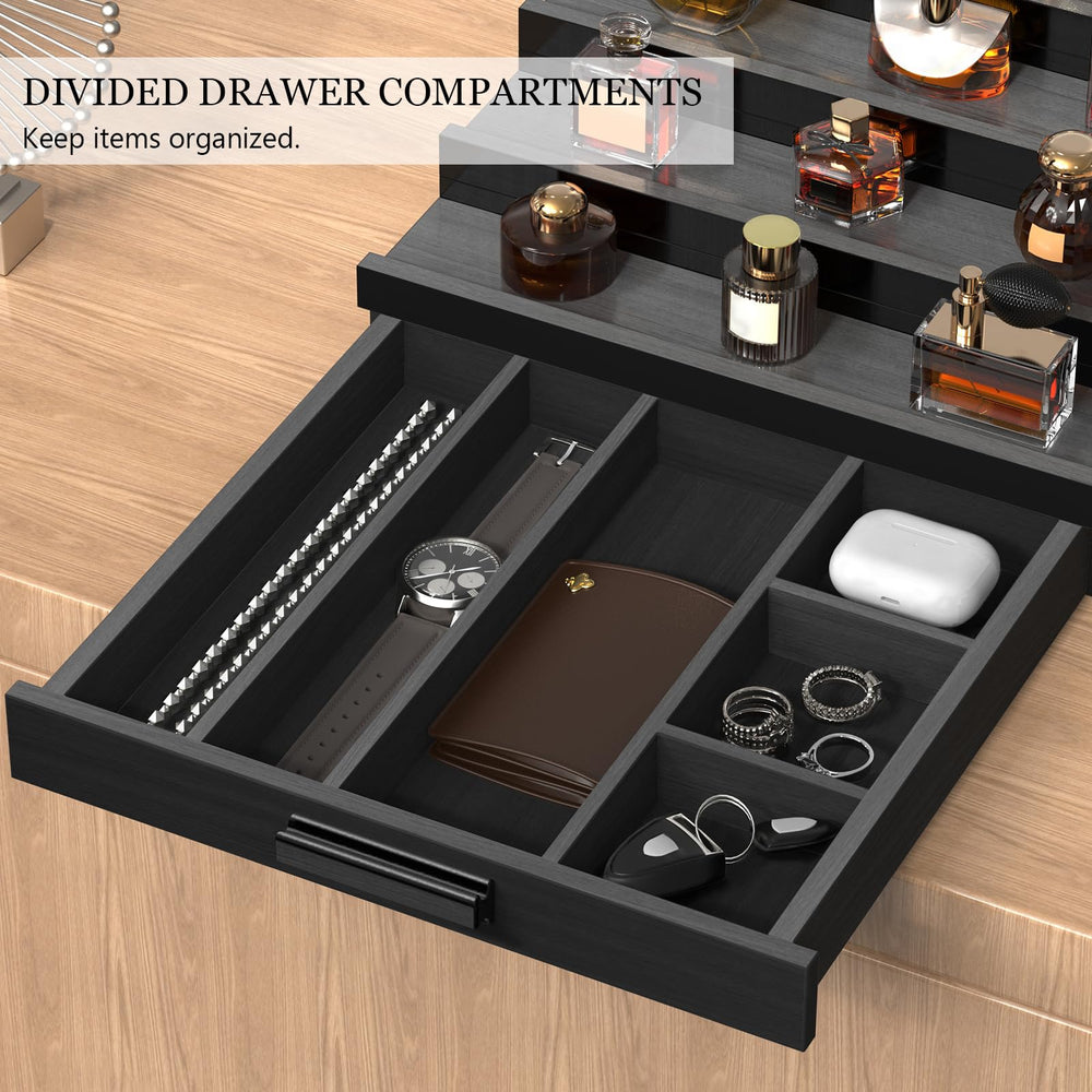 Zaldia Zalida black-finish stand complements modern decor and fragrance display.