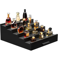 Zaldia Zalida wooden Cologne Organizer 5-tier display keeps fragrances organized and accessible.