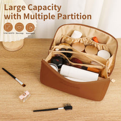 Zaleeta travel makeup bag interior pockets keep cosmetics separated and easy to reach