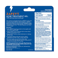 Zapzyt gel applied to the face showing oil-free, clear-drying formula.