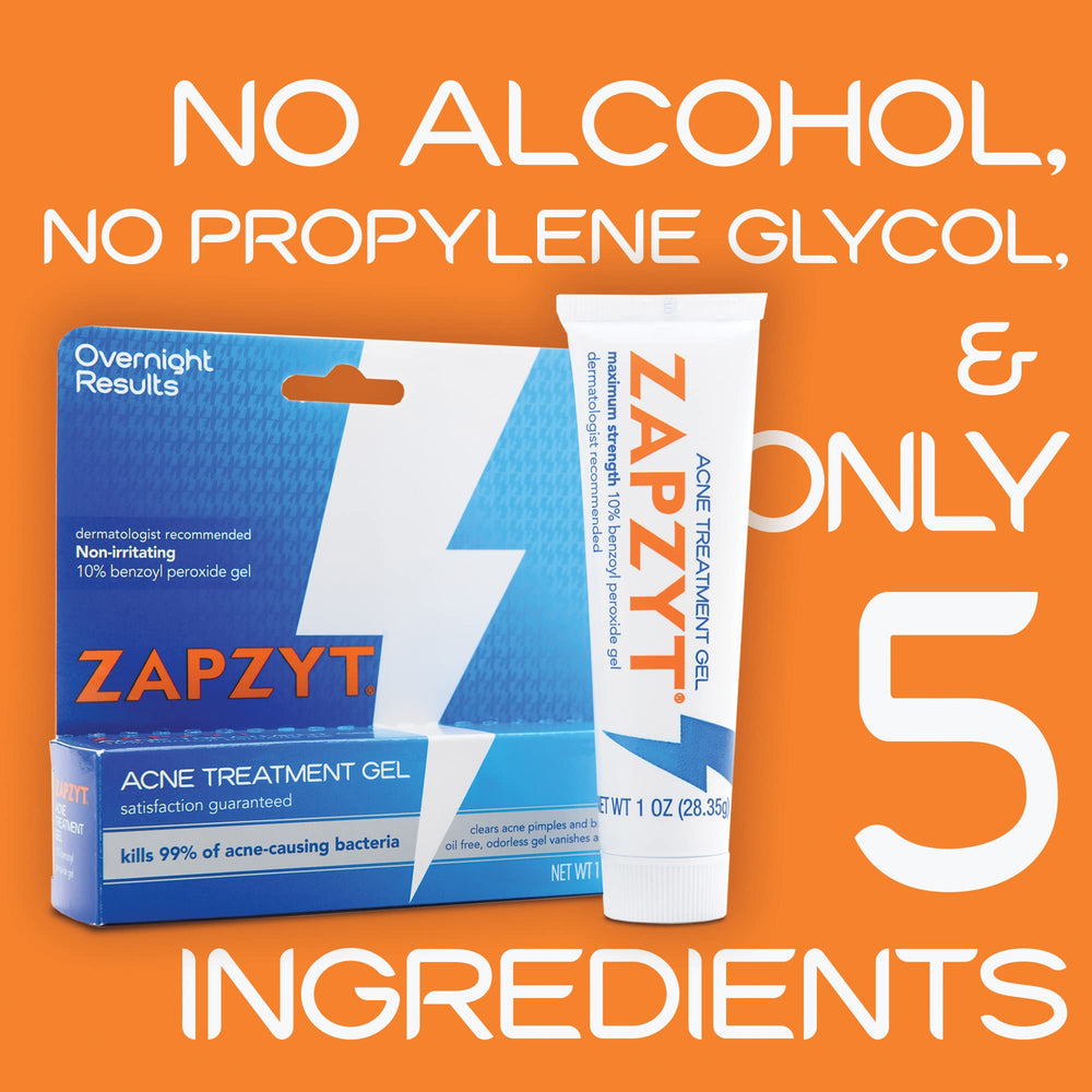 Zapzyt 3-pack tubes on the counter for convenient acne care.