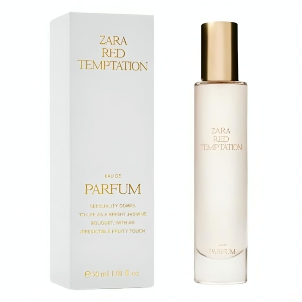 Zara Red Temptation bottle closeup highlighting elegant silhouette for evening wear