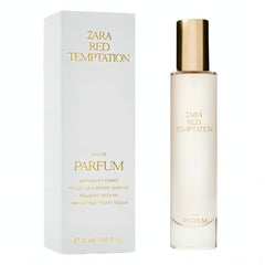 Zara Red Temptation bottle closeup highlighting elegant silhouette for evening wear