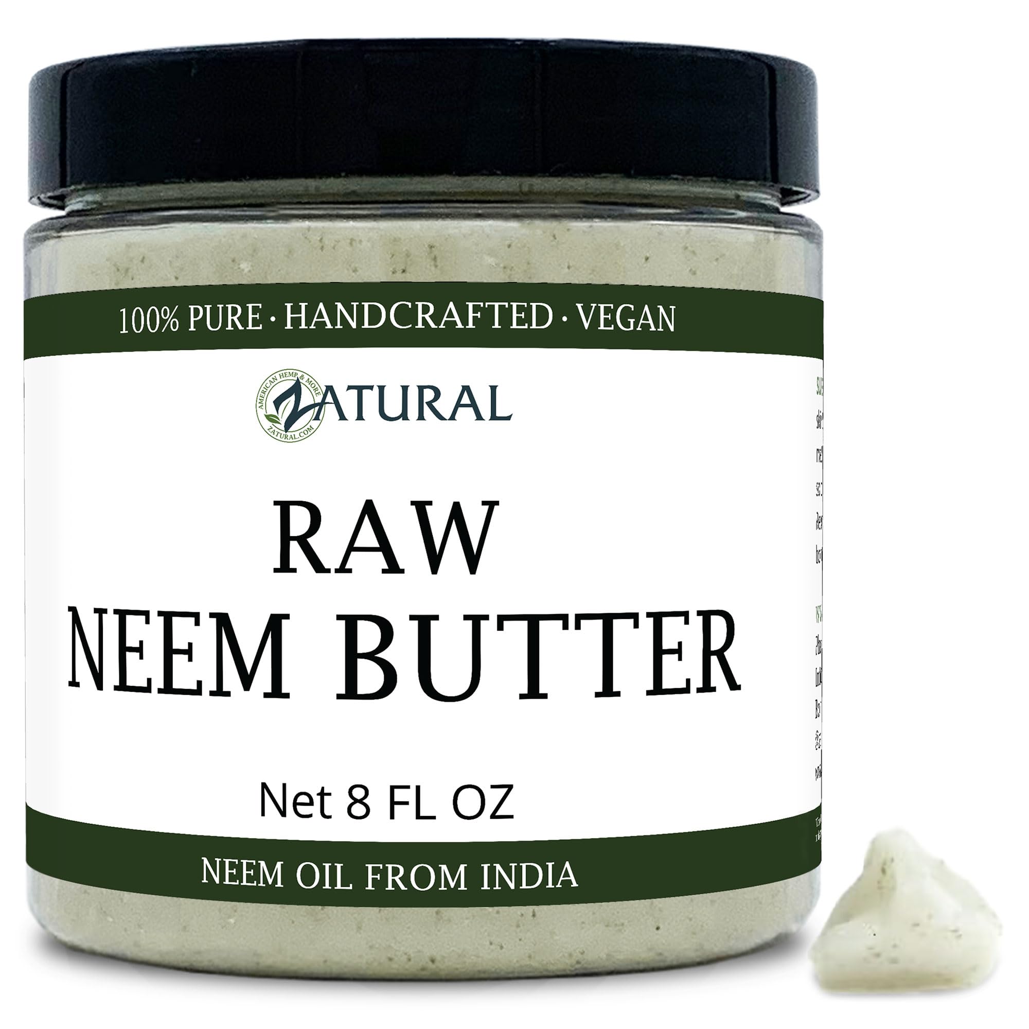 Zatural neem-butter-coconut-oil-jar close-up shows creamy texture for sensitive skin care