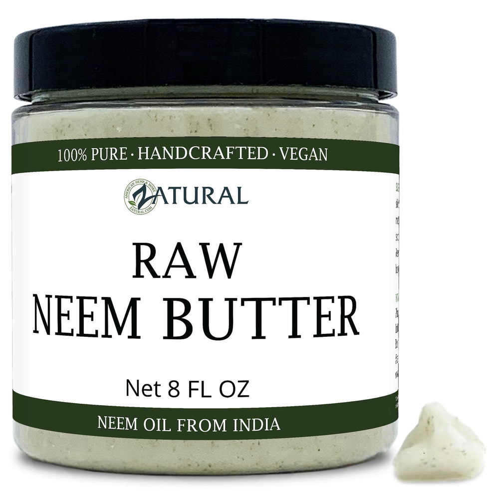 Zatural neem-butter-coconut-oil-jar close-up shows creamy texture for sensitive skin care