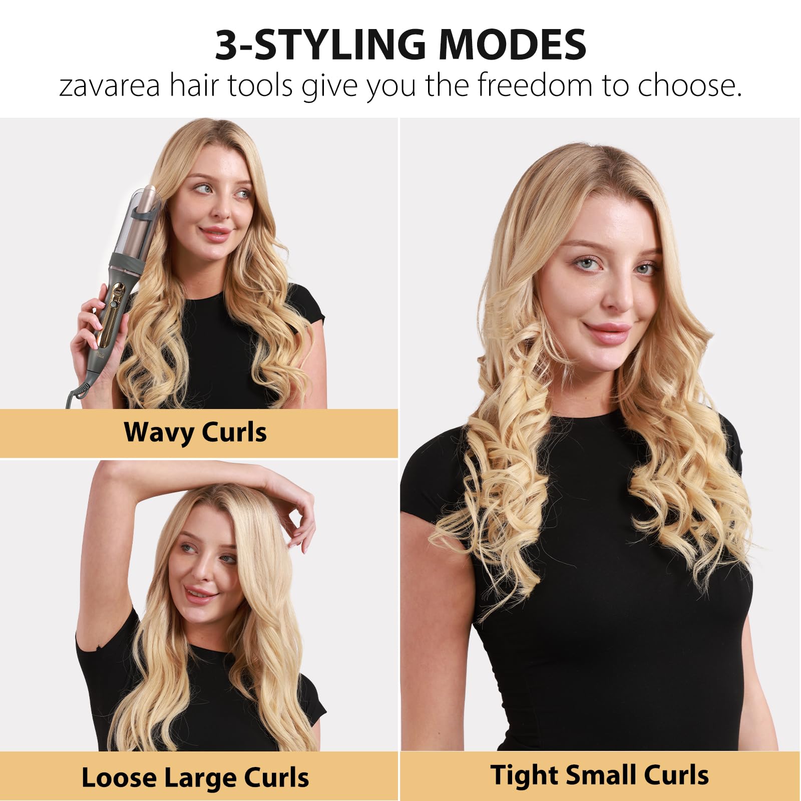 Zavarea curling iron section-selection visual for even curling results