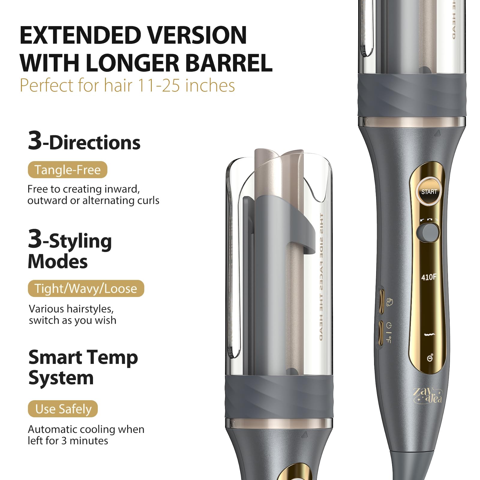 Zavarea curling iron beep timer and release cue for consistency