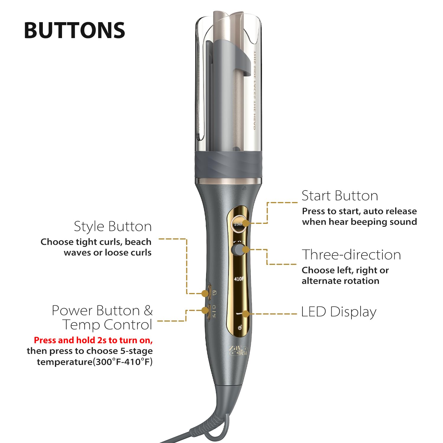 Zavarea ceramic barrel with negative ion care to reduce frizz and boost shine