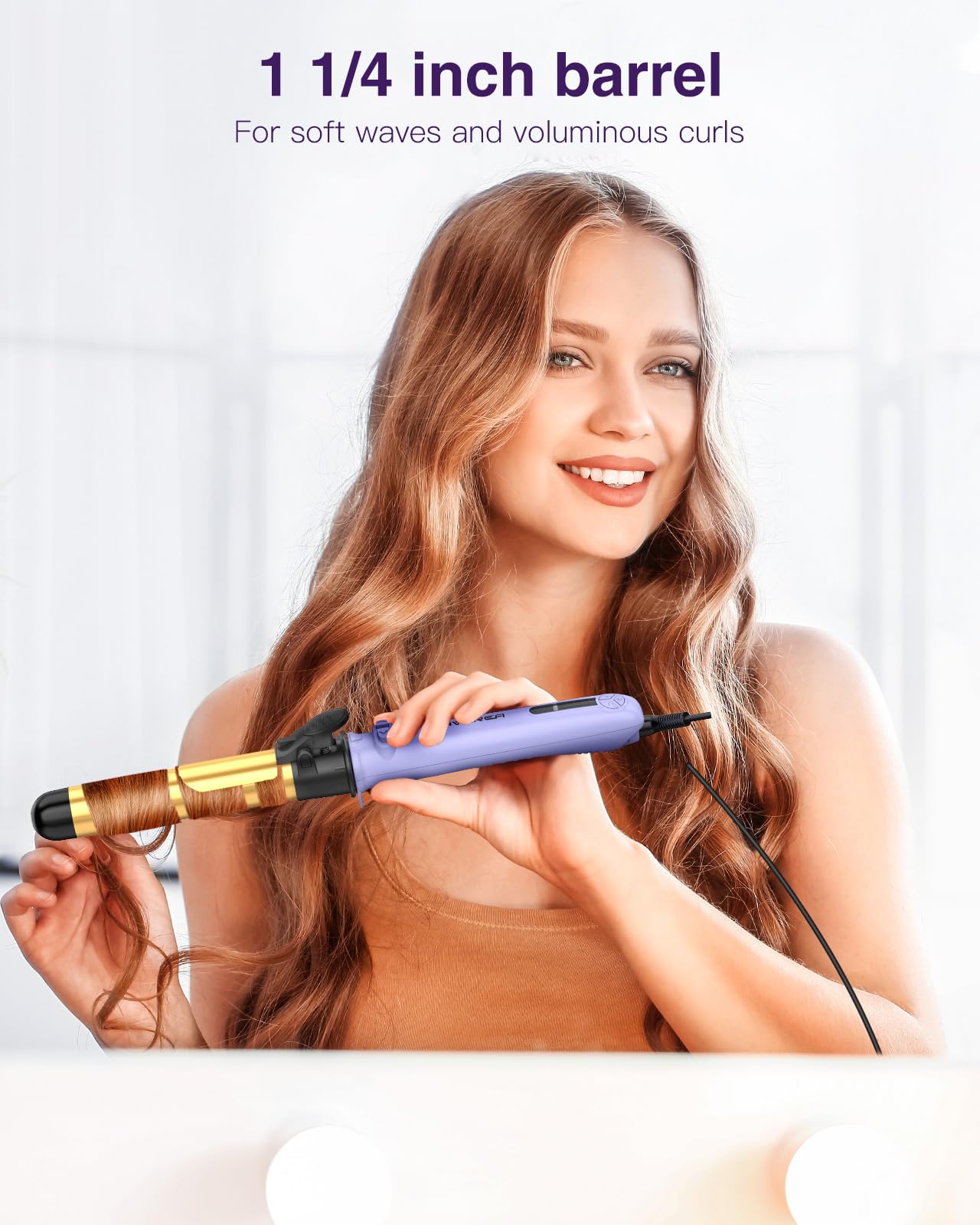 ZAVAREA curling iron heat settings panel enables precise temperature control.