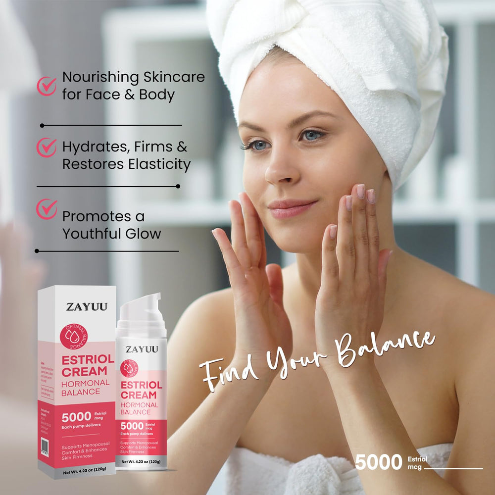 ZAYUU estriol bottle with pump emphasizes easy daily use