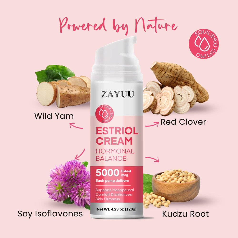 ZAYUU estriol bottle pump side view highlighting lightweight packaging