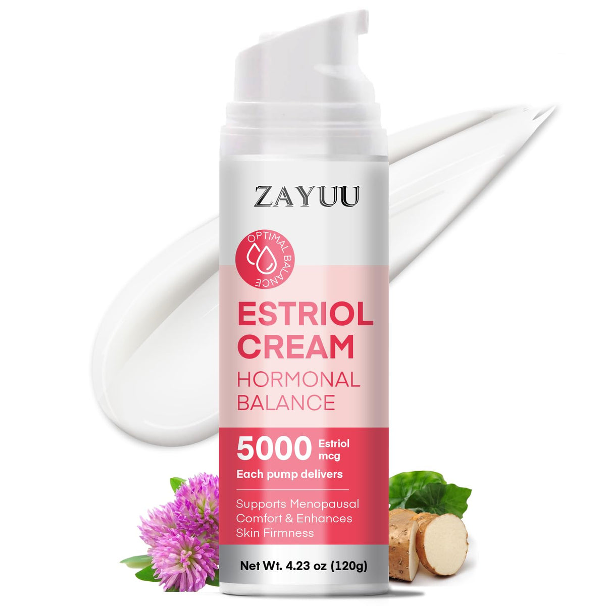 ZAYUU estriol face cream tube close-up showing hydrating texture