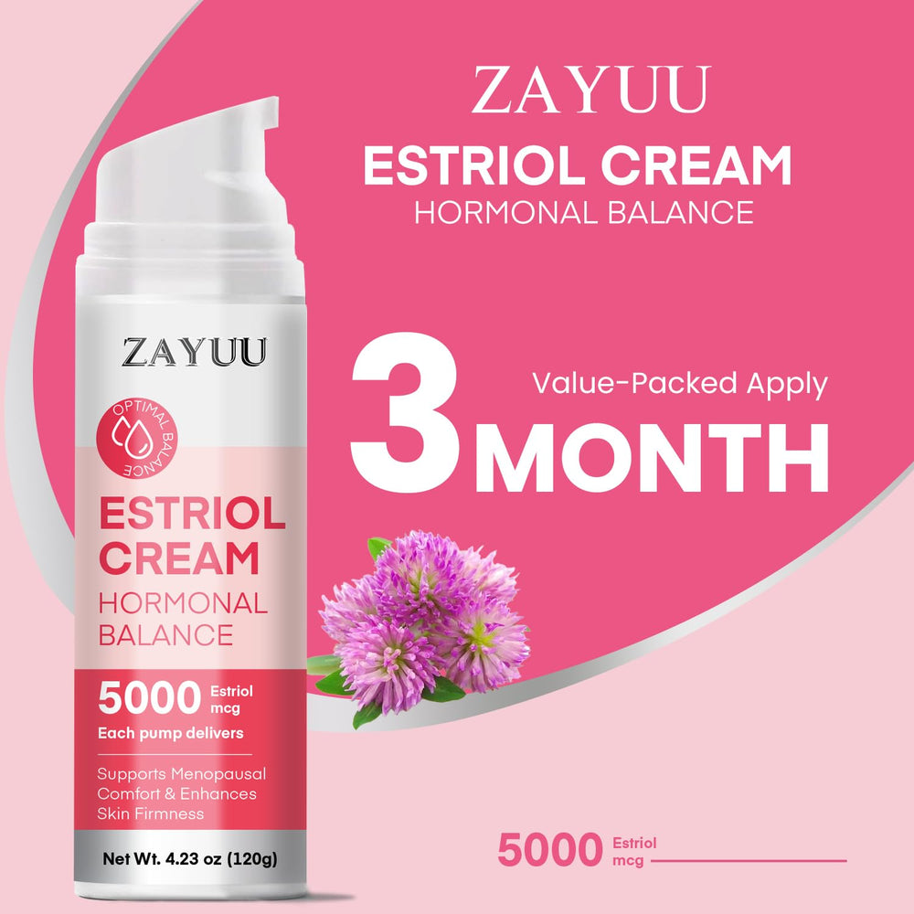 ZAYUU estriol cream applied to neck and chest for daily balance