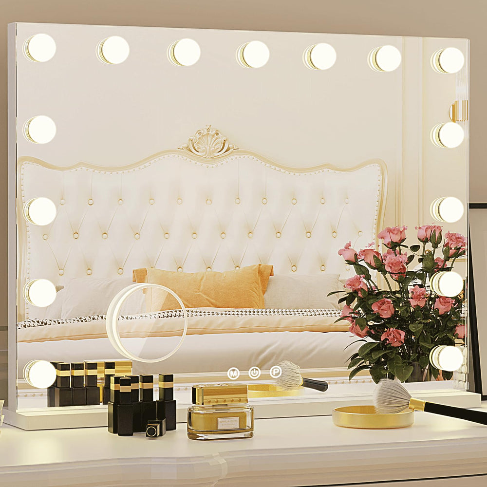 ZazaFi Hollywood vanity mirror with 15 LED bulbs for bright makeup lighting