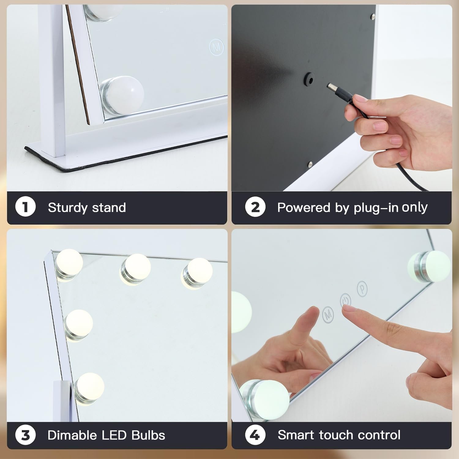 ZBOCAI vanity mirror 360° rotation enables flexible angle positioning