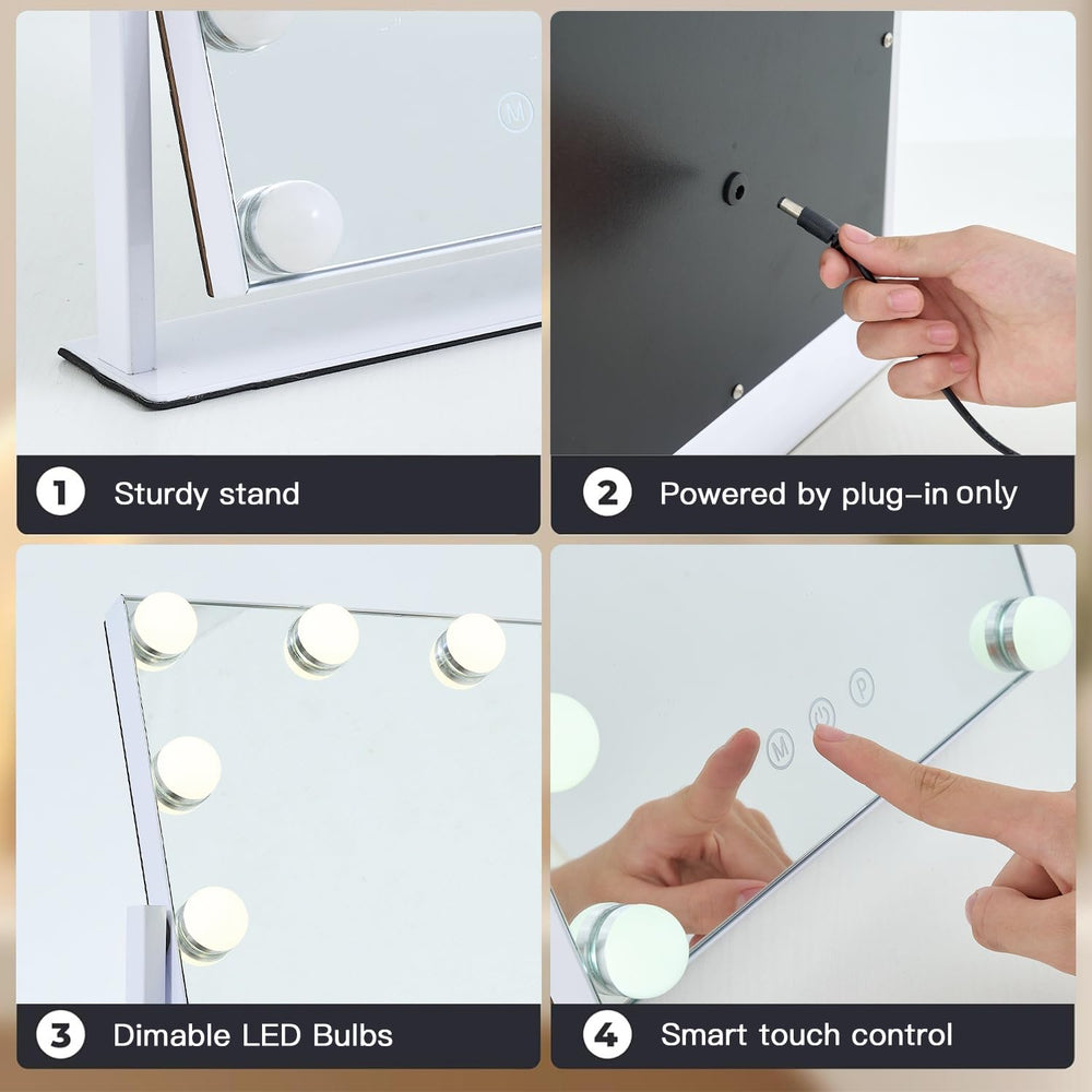ZBOCAI vanity mirror 360° rotation enables flexible angle positioning