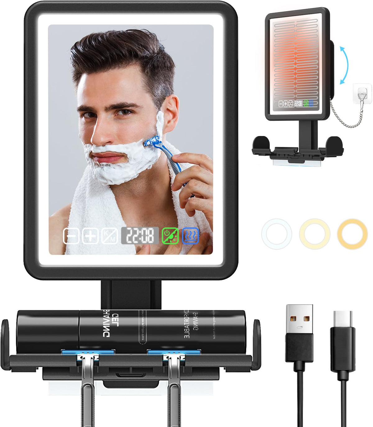 ZDXBO fogless shower mirror front view for clear shaving reflections