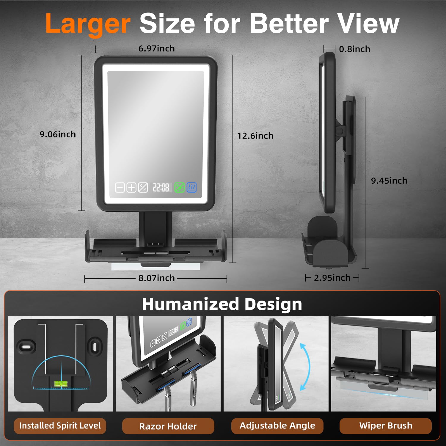 ZDXBO shower mirror storage tray with razor holders for organization
