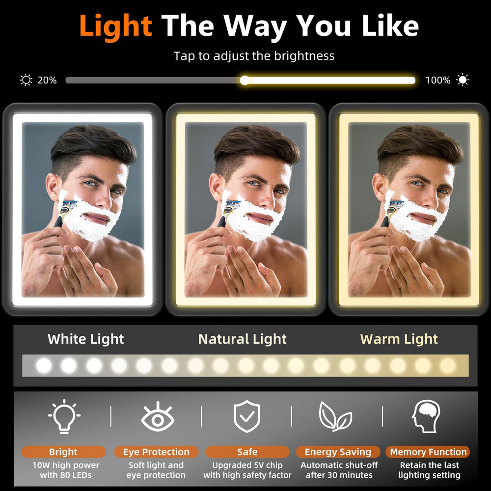 ZDXBO fogless mirror in white light mode for precise grooming