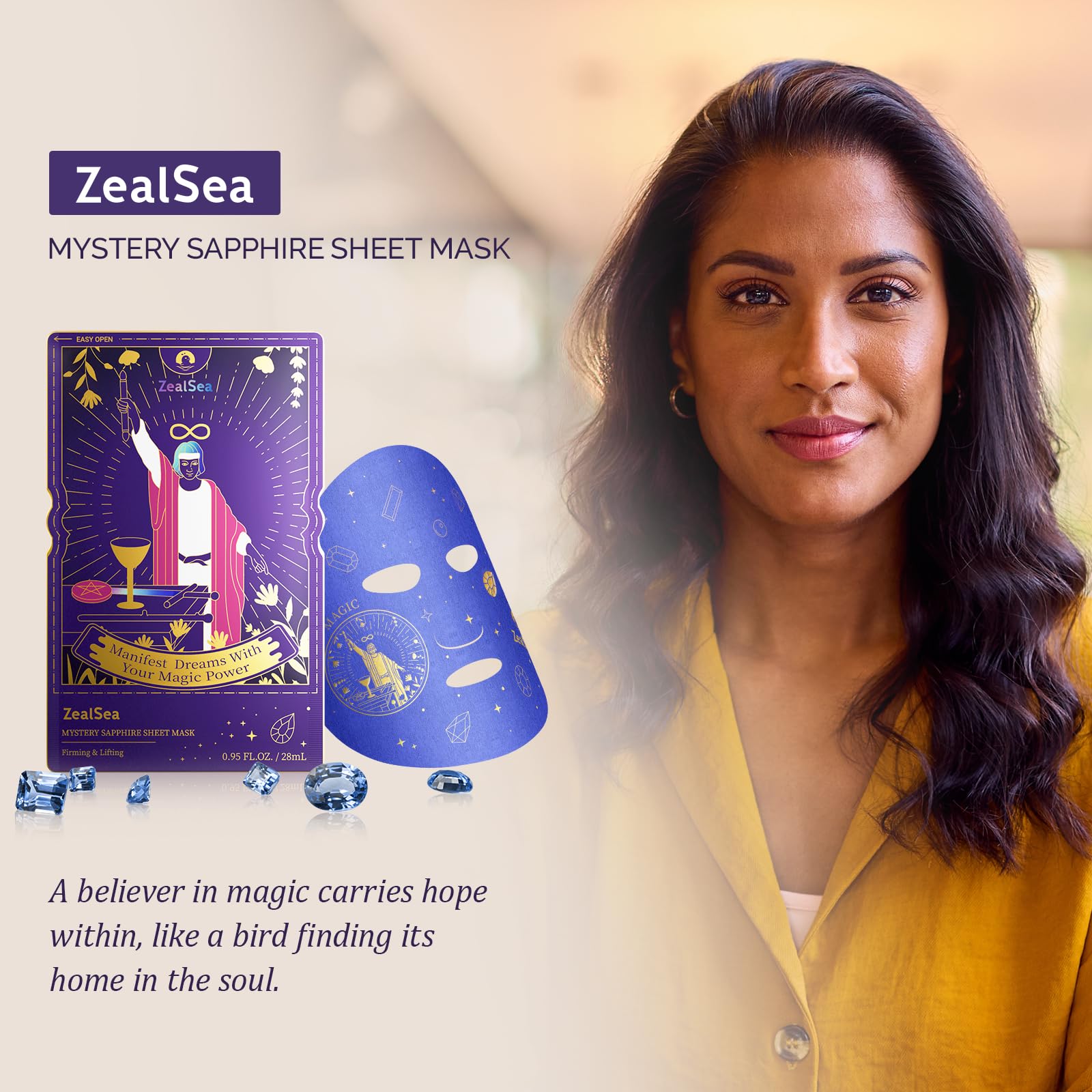 ZealSea tarot-design sheet mask for calming ritual.