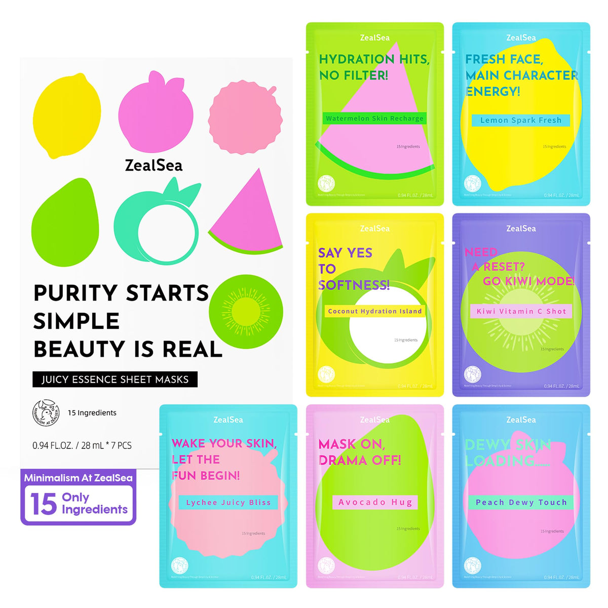 ZealSea Minimalism 15-ingredients sheet mask for a gentle glow ritual.