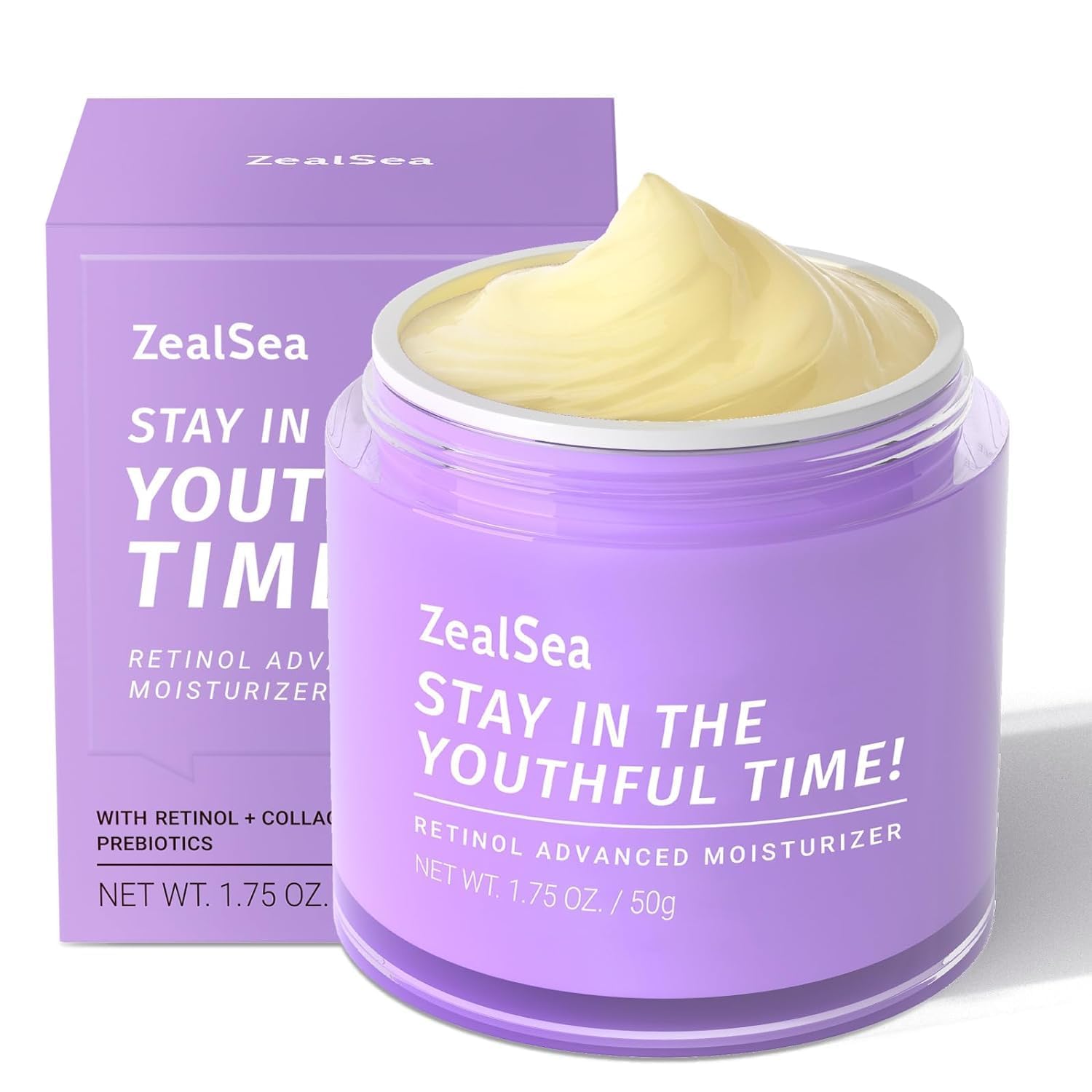 ZealSea Retinol Cream bottle closeup highlighting anti aging formula benefits