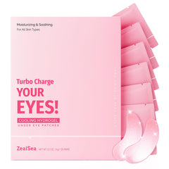 ZealSea under-eye patches close-up with hydrogel texture delivering deep hydration.