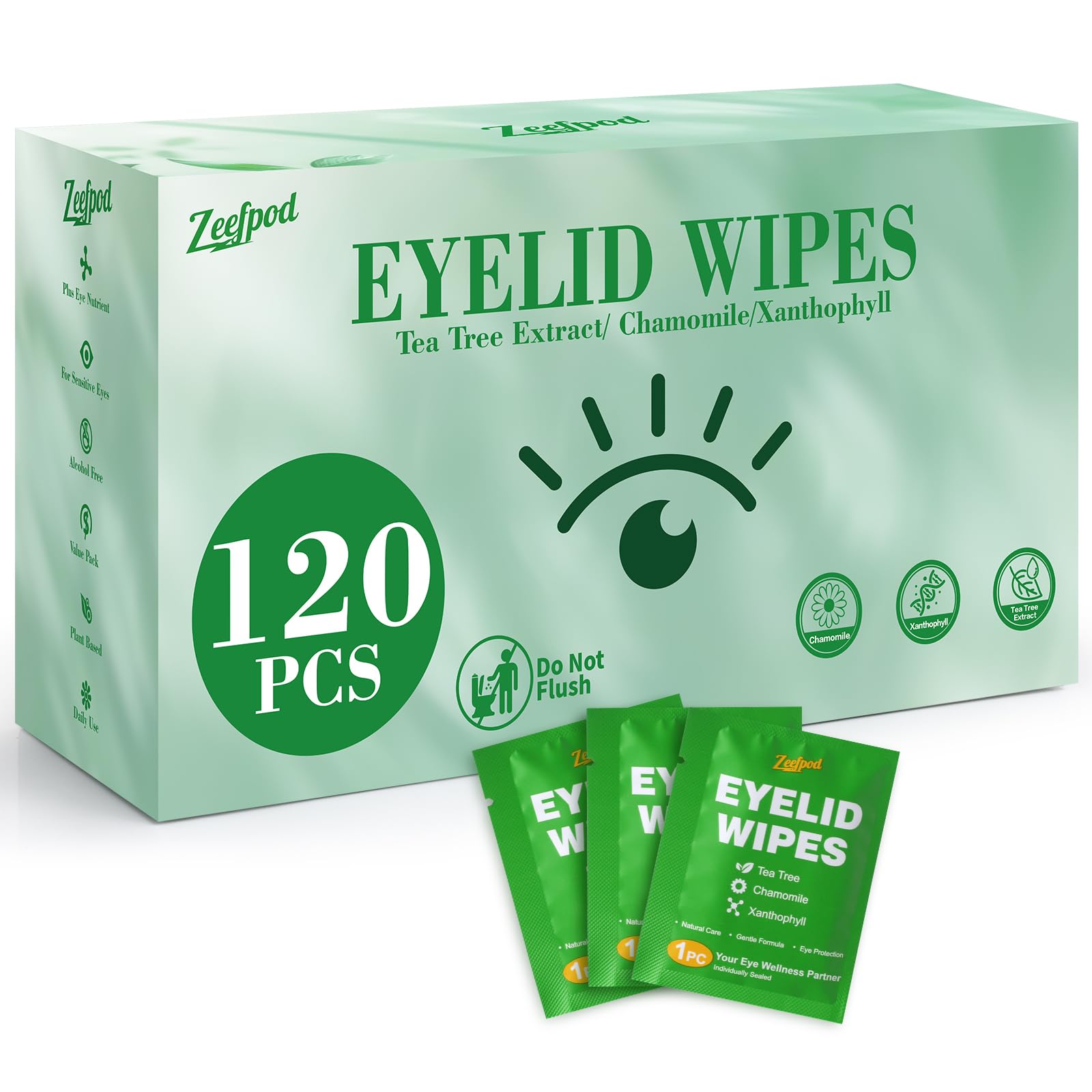Zeefpod tea tree eyelid wipes pack for quick daily cleansing and refreshing eyes