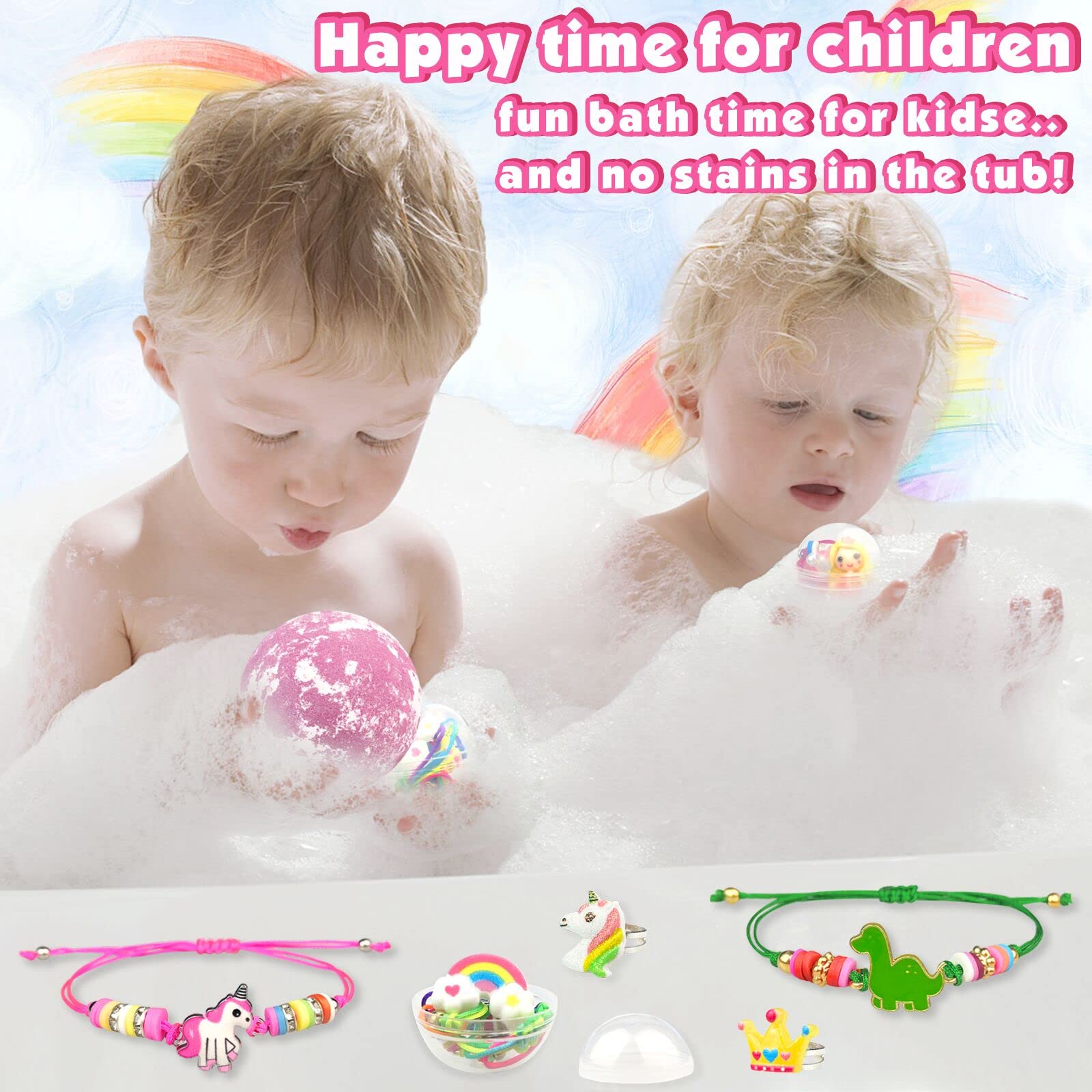 ZEIZHUBN Easter gift-worthy bath bombs with festive packaging and surprise toys.