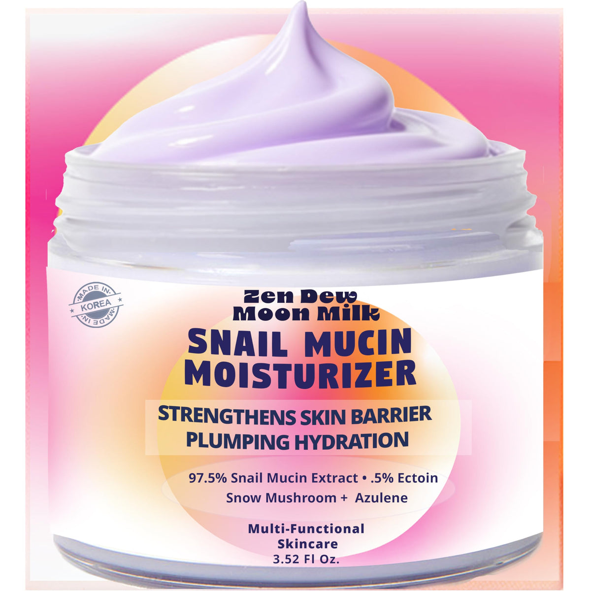 Zen Dew Moon Milk snail mucin moisturizer jar shows rich texture for lasting hydration