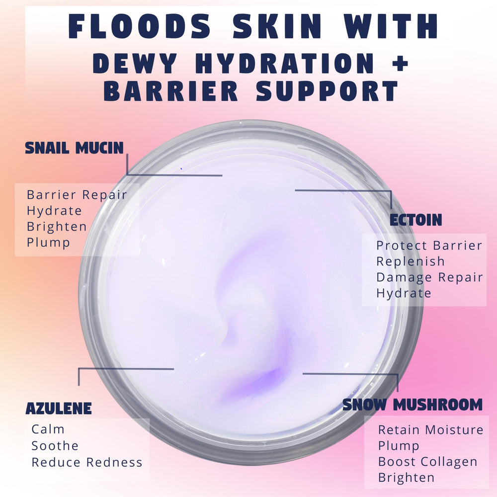 Zen Dew Moon Milk snail mucin texture closeup emphasizes silky glass-skin finish