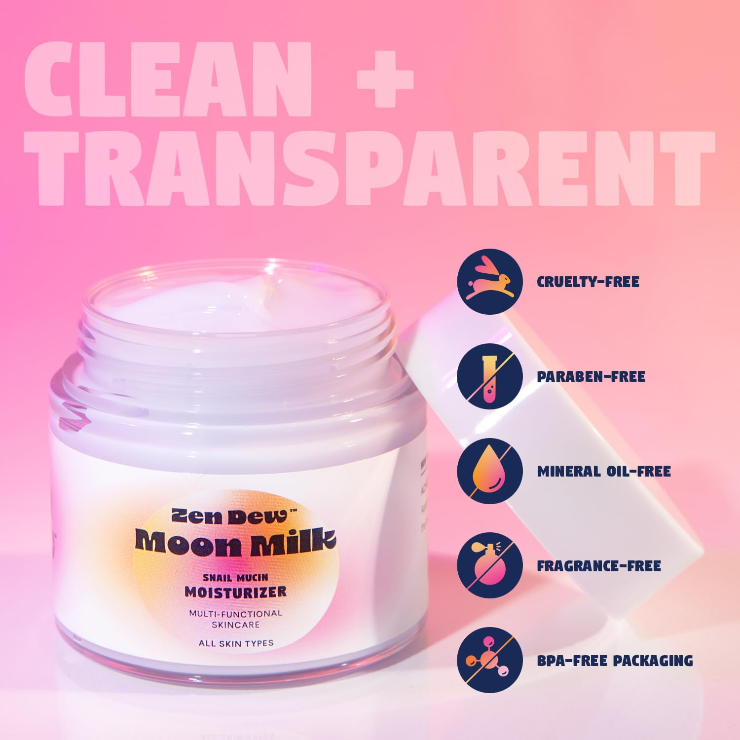 Zen Dew snow mushroom and ectoin barrier care scene suggests soothing, resilient skin