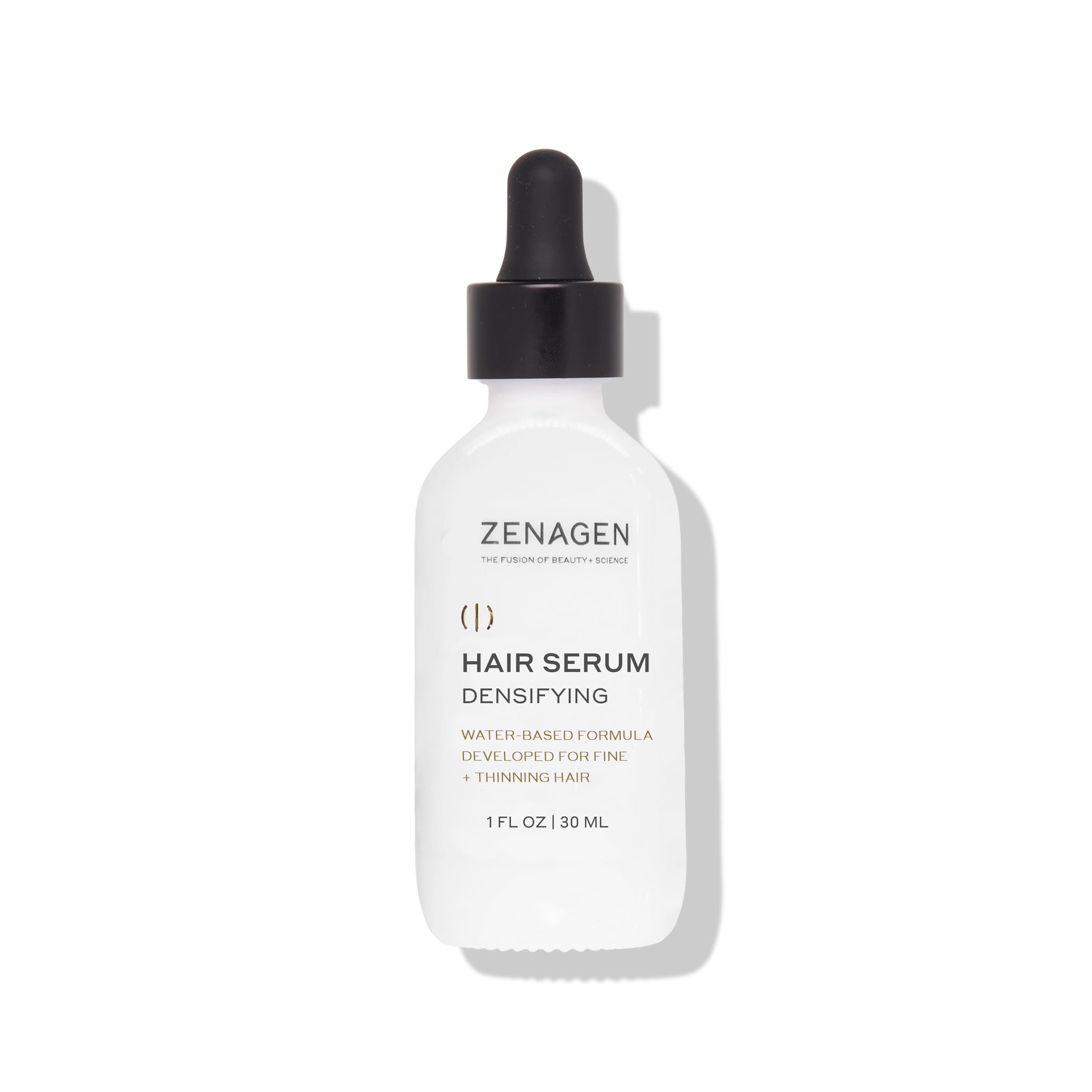 Zenagen Densifying Hair Serum bottle front view supports thicker-looking hair.