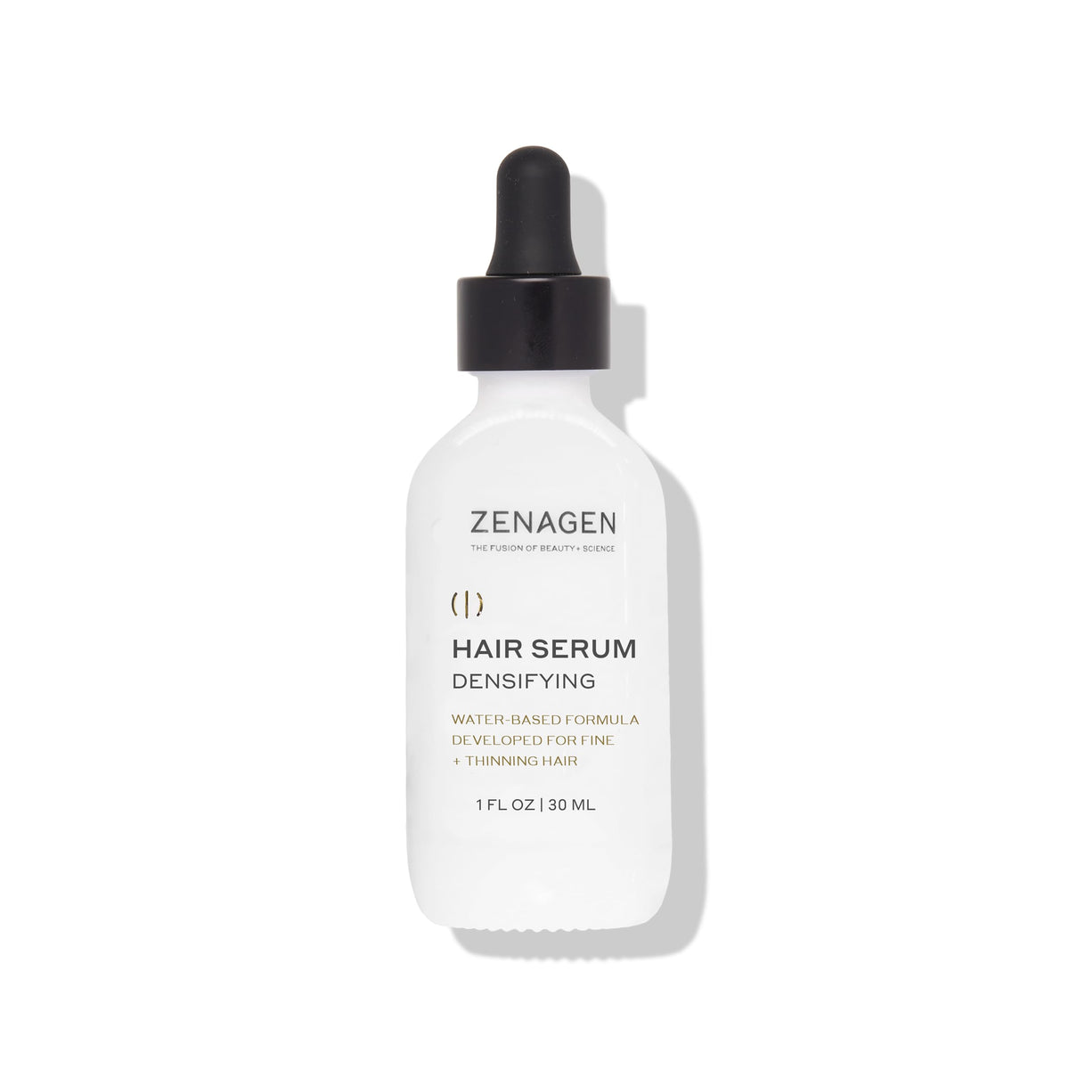 Zenagen Densifying Hair Serum bottle front view supports thicker-looking hair.