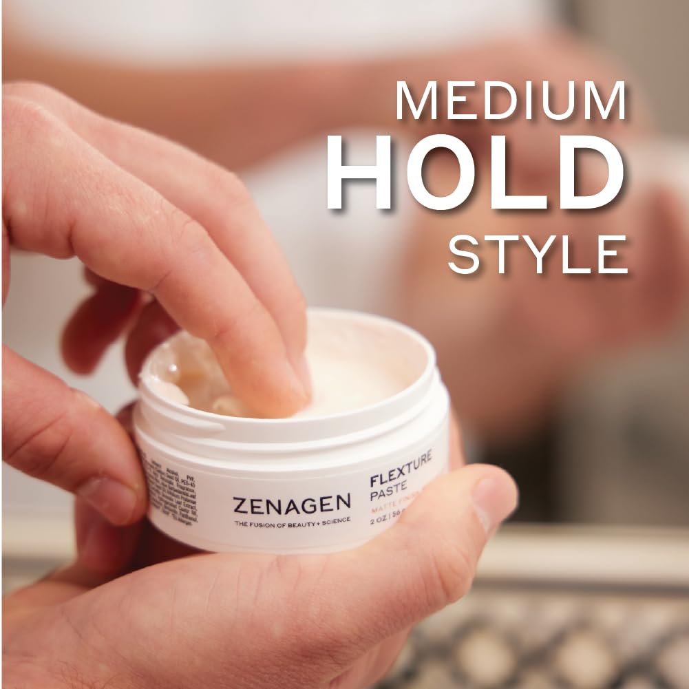 Zenagen Flexture Paste works for all hair types with versatile styling.