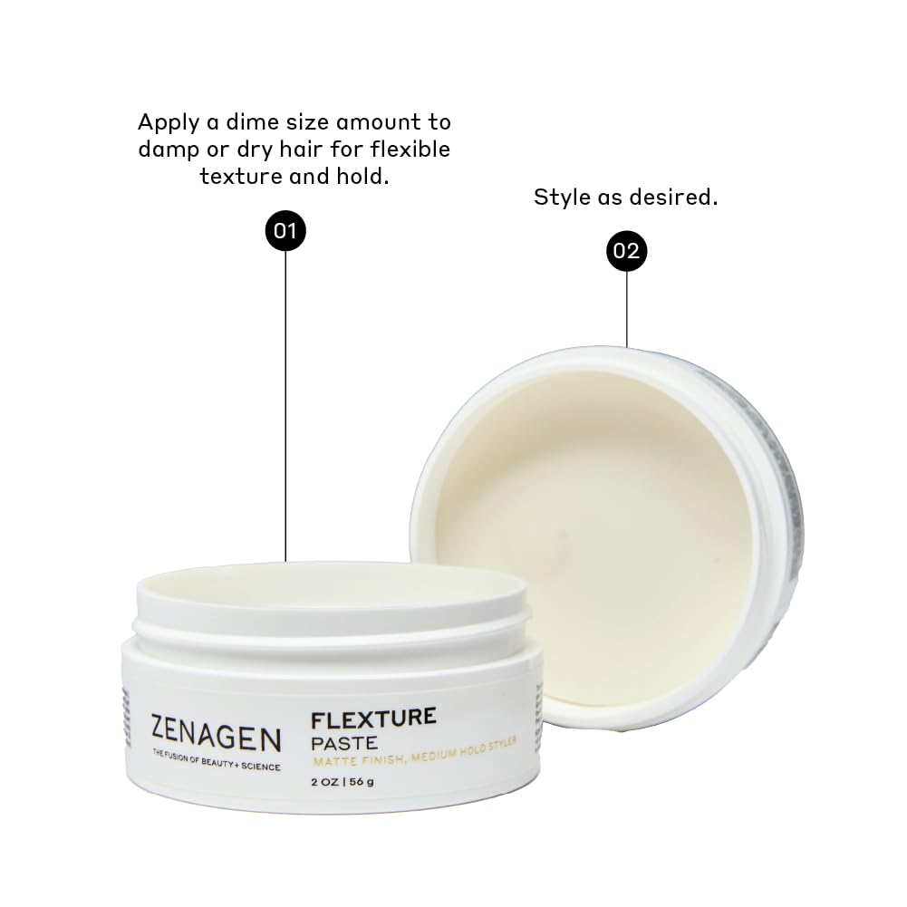 Zenagen Flexture Paste helps sculpt textured hairstyles with medium hold.