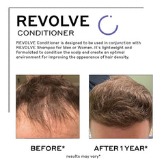 Zenagen Revolve conditioner label closeup highlights color-safe formula for fine hair.