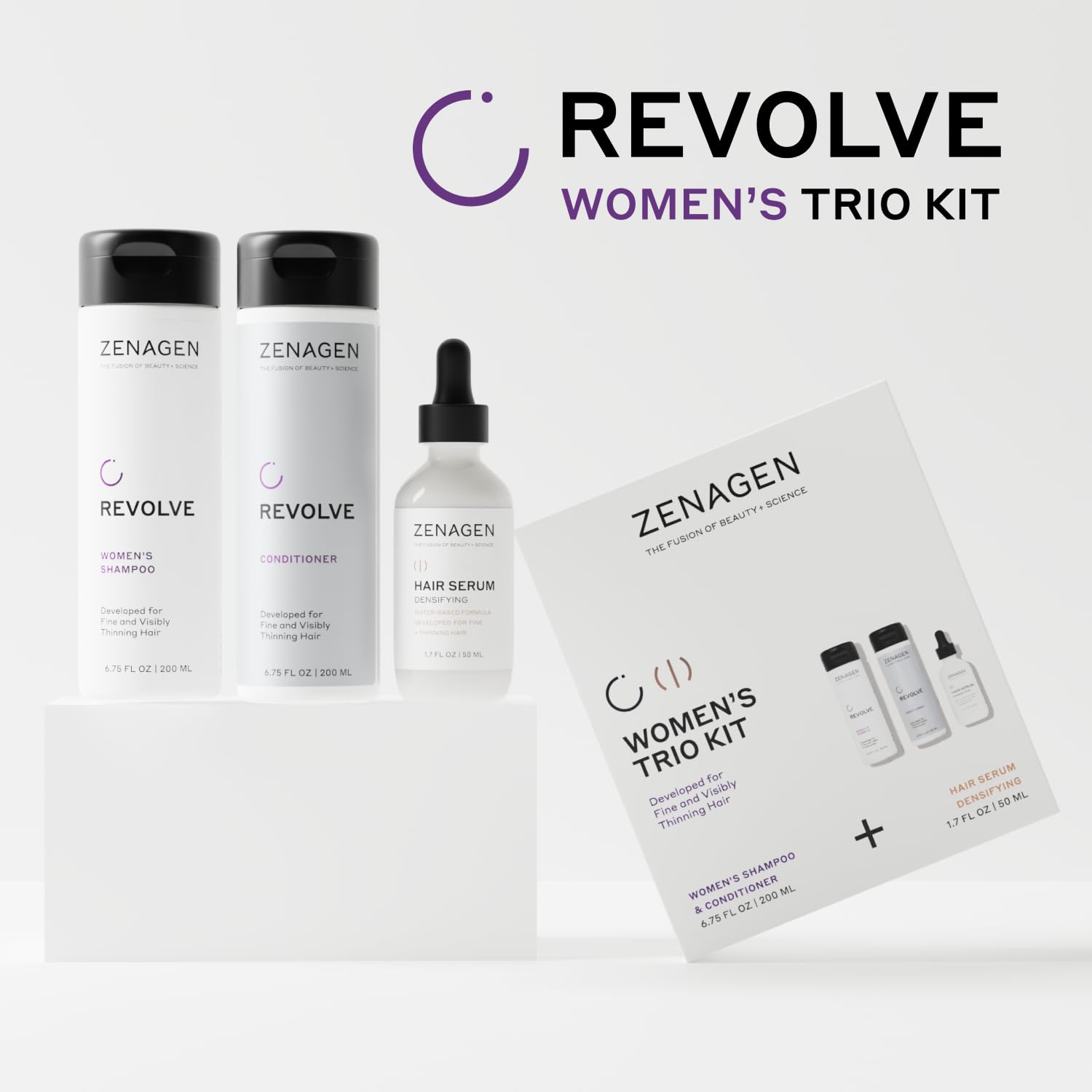 Zenagen Revolve densifying serum tube targets thinning areas for a strengthened, denser appearance