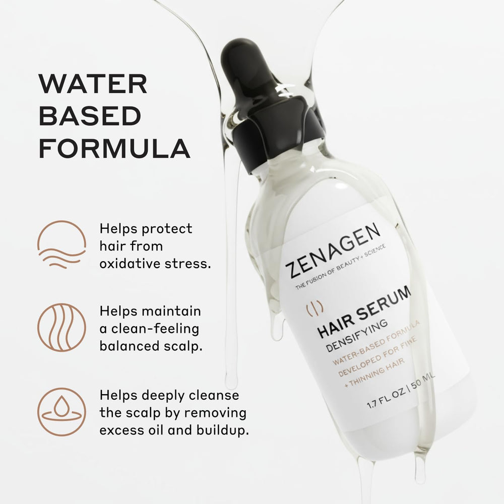 Zenagen Revolve hair strands close-up shows improved texture and resilience for fine hair