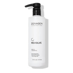Zenagen Revolve thickening shampoo bottle promotes fuller-looking hair in daily use