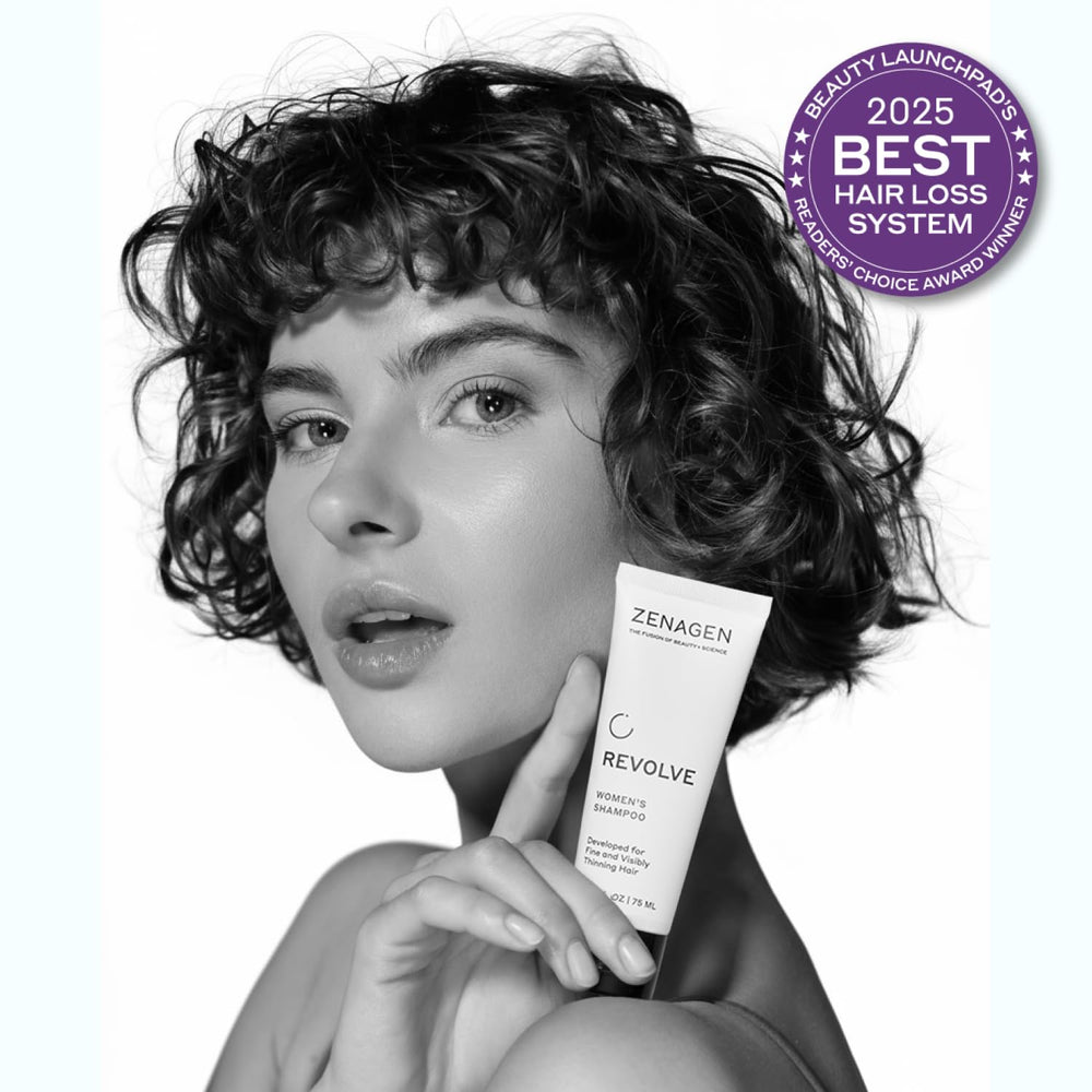 Zenagen Revolve shampoo application texture for refreshing cleanse.