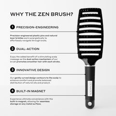 Zenagen Zen Brush knot detangling helps prevent snagging across all hair types.