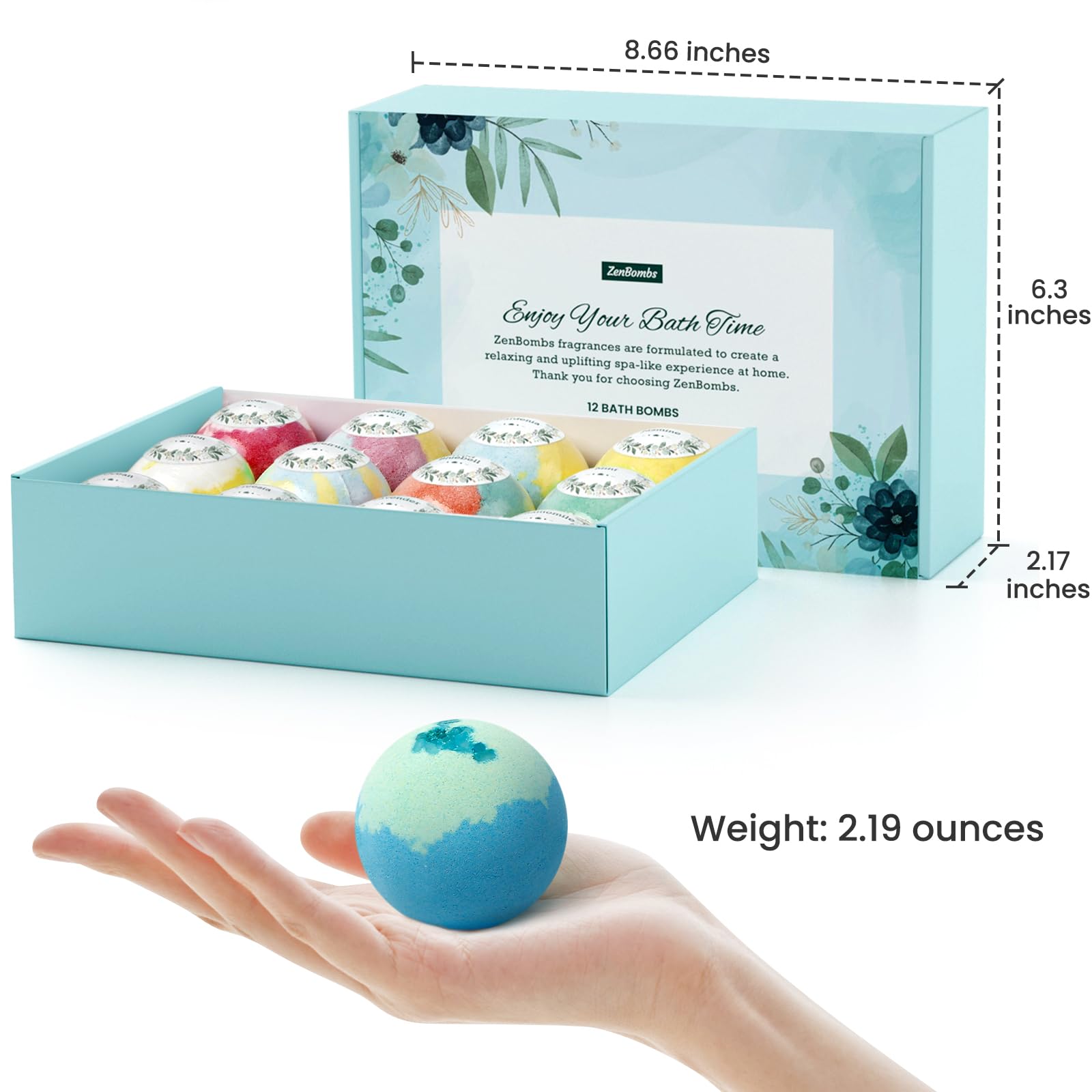 ZenBombs mint bath bomb for a refreshing, cooling spa moment.