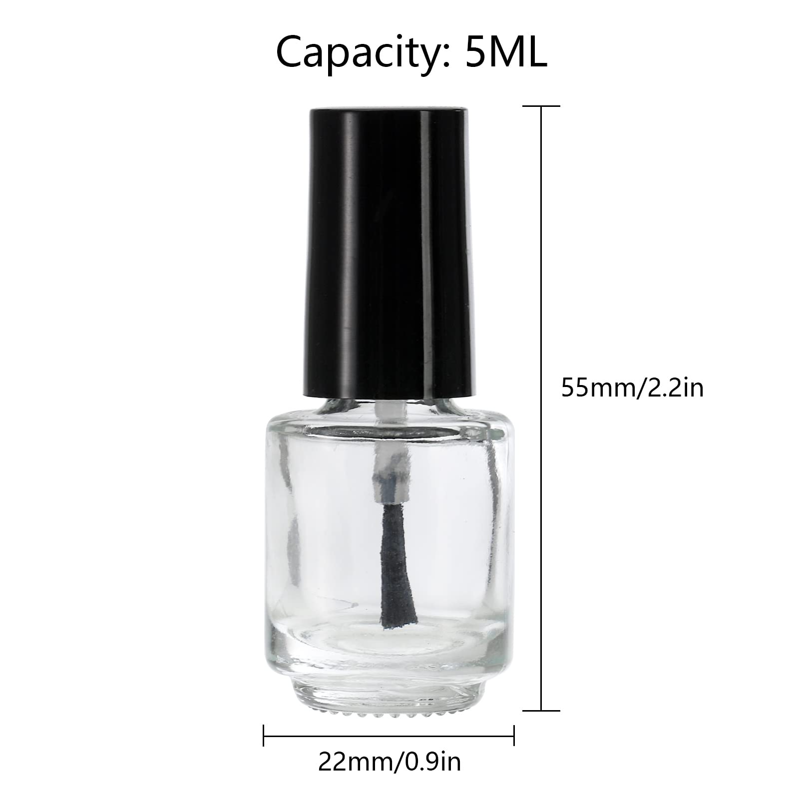 ZENFUN glass refillable bottle with leakproof cap for nail polish and paints